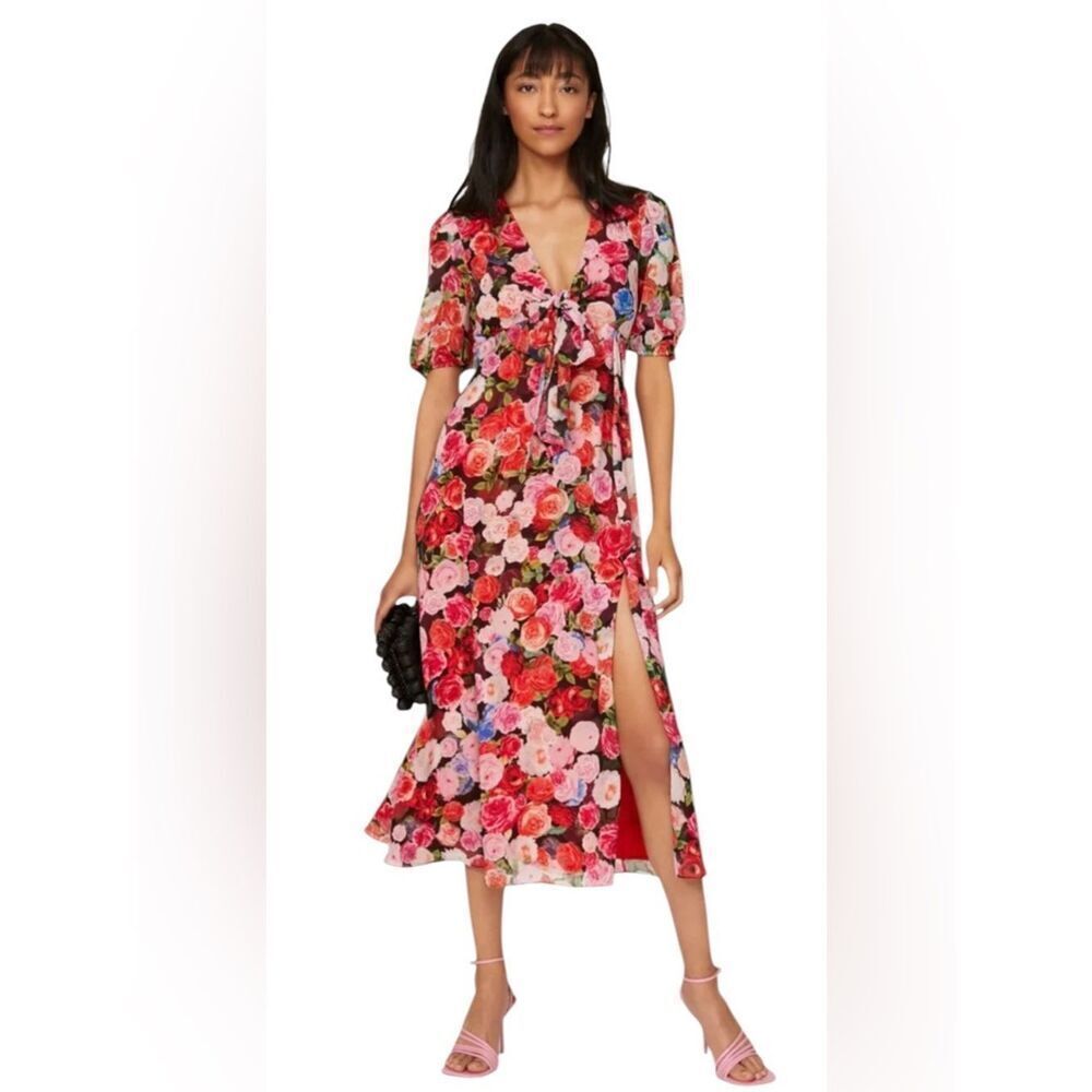 leena for Mac Duggal Floral Puff Sleeve Dress Size 2